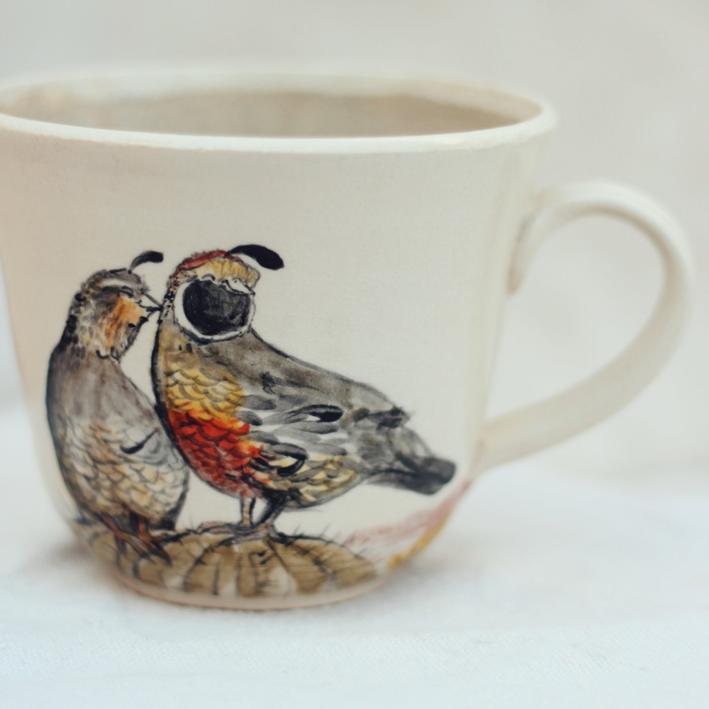 <p style="font-size: 16px; line-height: 150%;"><strong>Arizona Quail Mug&emsp;</strong><br />
16 oz.<br />
<strong>$75</strong></p>